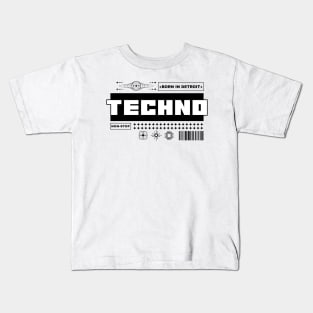 TECHNO  -  Born In Detroit (black) Kids T-Shirt